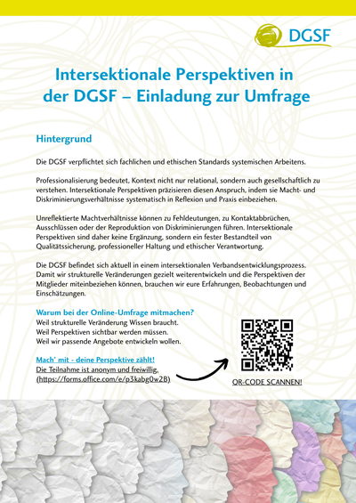 Flyer mit Hinweisen zur Umfrage der DGSF